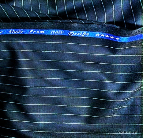 Dark Blue Striped Extrafine Italian Wool Cashmere Super 180S